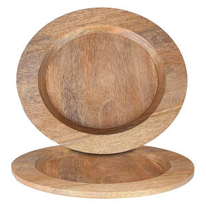Assiettes de service rondes en bois pièce maîtresse sans danger pour les aliments assiette de chargeur de salle à manger sandwichs en bois apéritifs vaisselle utilisation de buffet - Product Image 2