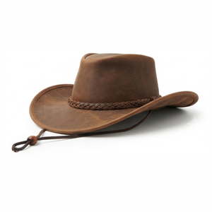 Chapeaux de cowboy unisexes en cuir véritable avec ceinture en cuir, taille personnalisée pour les activités hivernales en plein air, les fêtes et les voyages - Mode toutes saisons - Product Image 6