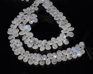 AAA Natural White <b>Rainbow</b> Moonstone Faceted Pear Shape Beads 9x13 MM White <b>Rainbow</b> Moonstone Briolette 13 Inch By Wholesaler - Product Image 1