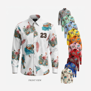 Camisa de Vestir con Botones y Diseño de Logotipo Personalizado, Ropa de Playa, Estilo Hawaiano Informal, Camisas Ligeras de Moda Urbana - Product Image 1