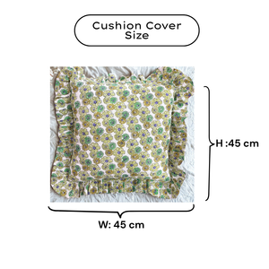 Funda de Almohada Cuadrada con Volantes, Estampada a Mano con Pigmentos, de Algodón Bohemio Artesanal de Jaipur, para Hogar y Hotel, Sostenible, Lavable a Máquina - Product Image 6