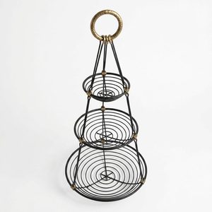 <span class=keywords><strong>Cesta</strong></span> de Alambre de Hierro Hecha a Mano de <span class=keywords><strong>30</strong></span> cm en Negro Latón Antiguo, Hamaca de Frutas de Tres Niveles para Decoración del Hogar y Ahorro de Espacio en Mostradores de Hotel - Product Image 3
