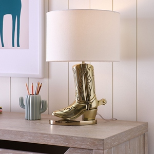 Luxury Cowboy Boot <b>Table</b> Lamp Western Traditional Design Aluminium <b>Gold</b> Finish Novelty <b>Bedside</b> Lamp Office Use QUALITY - Product Image 3