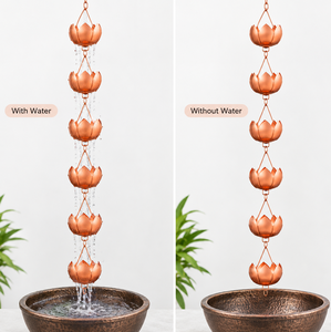 Nouvelle Arrivée Chaîne de Pluie Design Rose et Lotus Noir – Gobelets Métalliques Fonctionnels pour Gouttière, Décoratifs pour Jardins - Product Image 6