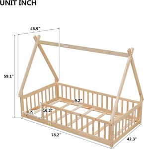 Montessori-Garde-corps de sécurité en bois naturel à lattes pour lit à deux étages, design peu encombrant, sans sommier, pour chambre d'enfant - Product Image 5