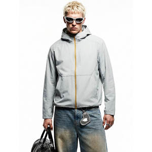 Veste technique pour homme avec fermeture éclair bidirectionnelle, protection solaire, imperméable, légère, coupe-vent avec col montant - Product Image 4