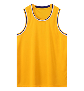 Maillot de basket sans manches jaune unisexe, personnalisable avec logo, en maille respirante, polyester, coupe classique, pour tous - Product Image 1