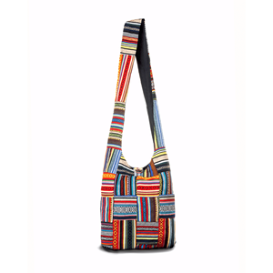 Borsa Hobo da Donna con Motivo a Righe e Patchwork - Product Image 1