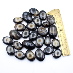 Sulemani สีดำธรรมชาติอาเกต Cabochon ตาขนาดแหวนอาเกตอัญมณีหลวมสีดำธรรมชาติแท้สีดำ sulemani ตาอาเกต - Product Image 4