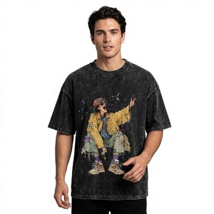 Nouveau T-shirt en coton jersey pour homme, coupe classique, col rond, manches courtes, imprimé numérique délavé, version améliorée - Product Image 1