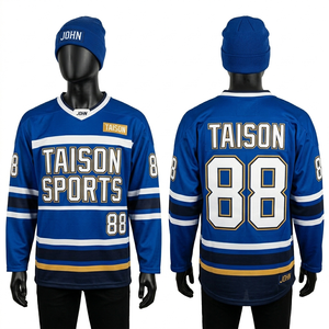 เสื้อฮอกกี้น้ำแข็งผู้ชาย ผ้าโพลีเอสเตอร์ตาข่าย 220 GSM พรีเมียม สีแดง ดำ ครีม ดีไซน์แผงสี  ปักโลโก้ตามสั่ง ระบายอากาศได้ดี กระชับพอดีตัว - Product Image 2