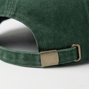 Casquette de baseball verte à 6 panneaux, ajustable, en coton, unisexe, décontractée, couleur unie, tissu lavé, taille adulte - Product Image 6