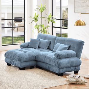 Divano Cloud a 2 Posti in Ciniglia per Soggiorno, Include 2 Cuscini Lombari e 2 Cuscini Decorativi, Seduta Ampia e Confortevole Imbottita - Product Image 2