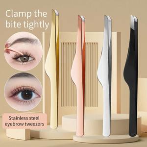 Pinzas de Acero Inoxidable para Cejas, Pinzas Curvas para Cejas y Pestañas, Pinzas Anguladas, Herramientas para Pestañas Postizas, Eliminan los Pelo Suelto o Encarnados - Product Image 1