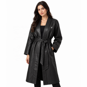 Unisex Genuine Leather <b>Robe</b> <b>Coat</b> | Black Brown Camel | OEM ODM Manufacturer | Premium Quality Design | Leather Wear | - Product Image 6