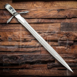 Épée courte personnalisée en acier D2 |   Épée de fantaisie artisanale de collection avec manche en résine gravé Serpent Blanc OEM - Product Image 2