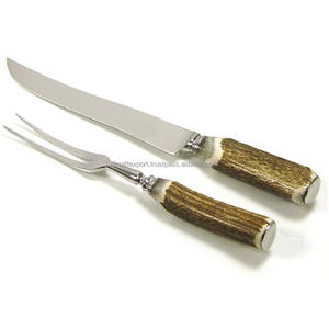 Juego de cubiertos con mango de cuerno Cubiertos de acero inoxidable con revestimiento de cobre para obsequios Hecho a mano en India por RF Crafts - Product Image 4