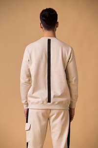 Conjunto de chándal informal para hombre con diseño de patchwork, marca privada, cuello redondo, sudadera con capucha, pantalones jogger, ropa informal de invierno. - Product Image 4