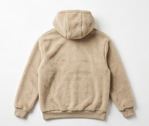 Sudadera con Capucha de Forro Polar Beige, Corte Regular, Color Sólido, Ropa Casual de Invierno, Tejido Antipelusas, Diseño con Bolsillos - Product Image 2