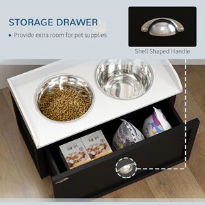 Set di 2 Ciotole Rialzate per Cani Bianche e Nere, Stazione di Alimentazione per Animali Domestici di Grandi Dimensioni con Spazio di Stoccaggio per Facile Pulizia - Product Image 4