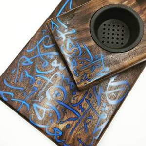 Quemador de Incienso de Sándalo Hecho a Mano con Diseño Artístico de Caligrafía Árabe Azul, Difusor Aromático para Uso en Todas las Estaciones - Product Image 4
