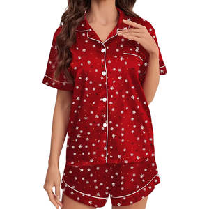 Conjunto de Ropa de Dormir para Mujer, Informal, para el Hogar, para Uso Diario, Transpirable, Pantalones Cortos hasta la Rodilla - Product Image 1