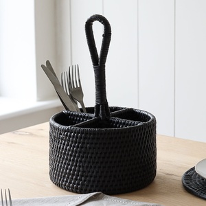 Colored rattan cutlery storage basket cheapest cost high quality <b>kitchen</b> utensil <b>caddy</b> rack - Product Image 1