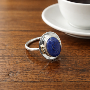 Natural Lapis Lazuli Gemstone <b>Ring</b> 925 Sterling Silver <b>Brass</b> Ball Design Rose Gold Yellow Gold Plated Handmade Jewelry <b>Ring</b> - Product Image 5