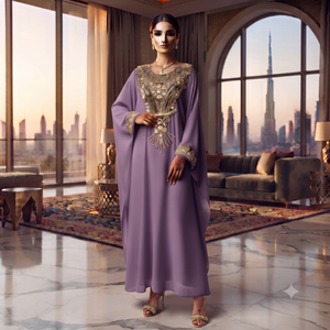 Caftán Farasha de Lujo Color Granate con Bordado Dorado Intenso |   Elegante Vestido Abaya Estilo Dubái - Product Image 4