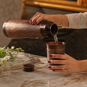 Modern Eco-Friendly Pure Copper Glass Leak Proof Water Bottle for Daily Drinking Travel & Home Use BPA Free from India - Product Image 4