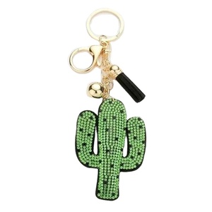 Llavero Bordado de cactus con cuentas hecho a mano de lujo y llavero de la India con detalles elegantes de primera clase - Product Image 1