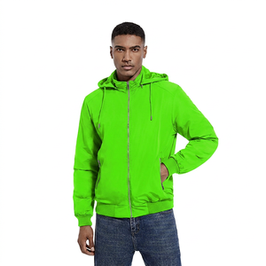 Men's <b>Jacket</b> Spring Windproof Zipper Casual Solid Black Polyester <b>Fleece</b> <b>Thick</b> Regular Fit Long Sleeve Front - Product Image 3