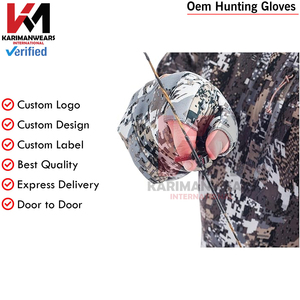 Gants de chasse mi-doigts imprimé camouflage en polyester unisexe pour activités de plein air avec accent orange - Product Image 5