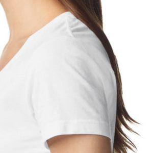 T-shirt blanc uni à col en V et manches courtes pour femme, en mélange de coton doux et respirant, décontracté, léger, coupe classique, idéal pour l'été - Product Image 6