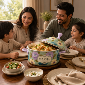 Marvel Handicrafts Premium Insulated Steel Casserole with <b>Lid</b> Floral Food Warmer Hot <b>Pot</b> Kitchen Serving Bowl Thermal Cookware - Product Image 4
