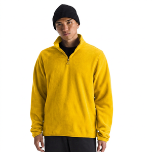 Men's Solid Color Quarter <b>Zip</b> Fleece Pullover Regular Fit Breathable Winter Casual <b>Top</b> Blue - Product Image 3