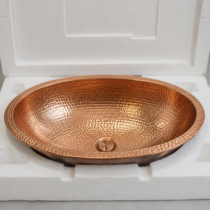 Lavabo de Cobre Ovalado Martillado Hecho a Mano para Baño, Lavabo Empotrable para Hogar y Hotel, Fabricante Mayorista OEM ODM - Product Image 2