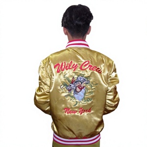Custom Embroidery <b>Letter</b> Patches Vintage 3D Embroidery Satin Varsity <b>Jacket</b> High Quality 100% Polyester Quick Dry Custom <b>Men</b> - Product Image 1