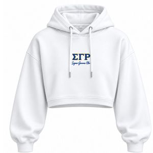 Custom Sigma Gamma Rho <b>Women</b> Cropped Pullover Hoodie <b>White</b> SGRho Greek Letter Sorority Hooded Sweatshirt Casual Fashion <b>Crop</b> <b>Top</b> - Product Image 1