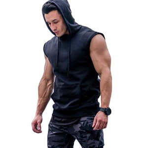 Sudadera con capucha sin mangas para hombre, ropa informal, logotipo personalizado, sudaderas con capucha sin mangas, fabricante de etiqueta privada para hombre, forro polar de algodón de Color sólido - Product Image 6