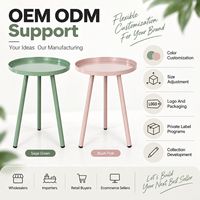 Table d'appoint ronde en métal à trois pieds avec plateau, démontable, style moderne, pour la vente en gros