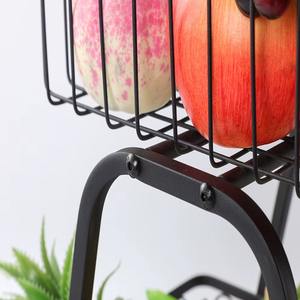 Panier à fruits à deux niveaux en fer de haute qualité, écologique, base antidérapante pour une placement stable sur le comptoir, design multifonctionnel - Product Image 3