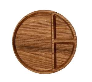 Assiette de service ronde en bois avec compartiments, plateau de présentation alimentaire en bois naturel pour steak, légumes et repas - Product Image 3