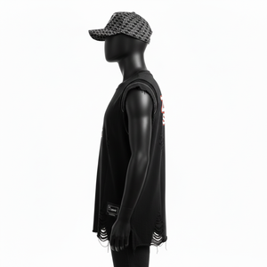 Camiseta sin mangas para hombre, jersey de algodón premium, suave y transpirable, con logo personalizado, 100% algodón, camiseta para hombre, corte holgado, estampada - Product Image 3