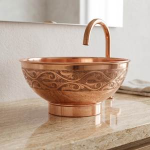 Lavabo de Cobre Contemporáneo, Elegante Lavabo de Baño, Lavabo Decorativo Hecho a Mano, Accesorio Metálico Decorativo, Diseño de Primera Calidad - Product Image 1