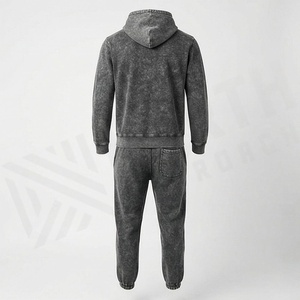 Custom Logo Oversized Men Acid Wash Tracksuits Regular Fit Cotton Blend Sportswear Breathable Sweatpants <b>Jogging</b> <b>Suits</b> - Product Image 2