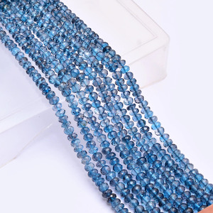 AAA+ Topaz 4mm-5mm Faceted Rondelle <b>Beads</b> Natural Blue London Genuine Fine Topaz Semi Precious Gemstone <b>Loose</b> <b>Beads</b> For Jewelry - Product Image 5