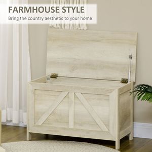 30-Liter White Farmhouse Lift Top <b>Storage</b> <b>Chest</b> Organizer Safety Hinge for Bedroom Entryway Living Room Supermarket Cabinets - Product Image 4