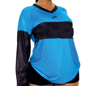 Custom Black Blue Mesh American Football Jersey Breathable Polyester <b>Athletic</b> Tee V Neck Activewear Custom long sleeve shirt OEM - Product Image 3