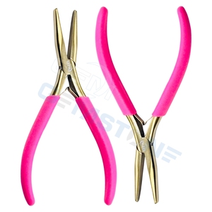 Professional GEMSTONE ENTERPRISES Stainless Steel Gold <b>Flat</b> <b>Nose</b> <b>Plier</b> for Hair Extensions-Durable & Reusable Custom Logo Option - Product Image 6